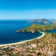 Summer view to Oludeniz lagoon beach landscape Fethiye Turkey